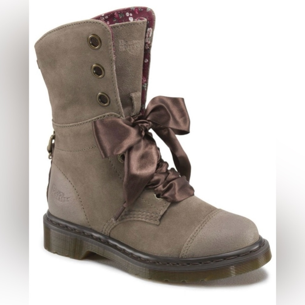 Dr Martens 1914 Triumph Aimilita Aimee Taupe Suede Combat Boots
